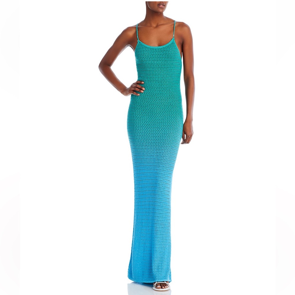 Fore, Knitted Ombré Scoop Neck Dress in Blue/Green. WORN ONCE.